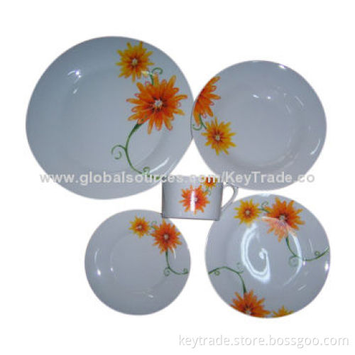 Fine Porcelain 30pcs Dinner Set in Rim Shape, with Decal